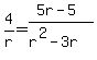 4%2Fr=%285r-5%29%2F%28r%5E2-3r%29