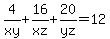 4%2Fxy%2B16%2Fxz%2B20%2Fyz=12