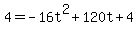 4=-16t%5E2%2B120t%2B4