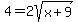 4=2sqrt%28x%2B9%29