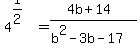 4%5E%281%2F2%29+=+%284b%2B14%29%2F%28b%5E2-3b-17%29