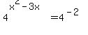 4%5E%28x%5E2-3x%29=4%5E%28-2%29