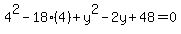 4%5E2-18%284%29%2By%5E2-2y%2B48=0