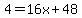 4+=+16x%2B48%29