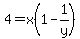 4+=+x%281+-+1%2Fy%29
