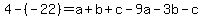 4-%28-22%29=a%2Bb%2Bc-9a-3b-c