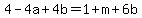 4-4a%2B4b=1%2Bm%2B6b