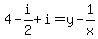 4-i%2F2%2Bi=y-1%2Fx