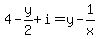 4-y%2F2%2Bi=y-1%2Fx