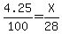 4.25%2F100=X%2F28