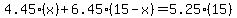 4.45%28x%29%2B6.45%2815-x%29+=+5.25%2815%29