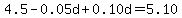 4.5-0.05d%2B0.10d=5.10