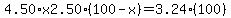 4.50%2Ax2.50%2A%28100-x%29=3.24%2A%28100%29