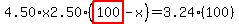 4.50%2Ax2.50%2A%28highlight_red%28+100+%29-x%29=3.24%2A%28100%29