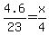 4.6%2F23++=++x%2F4