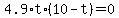 4.9%2At%2A%2810-t%29=0