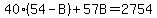 40%2854-B%29%2B57B=2754