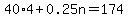 40%2A4%2B0.25n=174