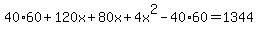 40%2A60%2B120x%2B80x%2B4x%5E2-40%2A60=1344