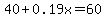 40%2B0.19x=60