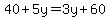 40%2B5y=3y%2B60