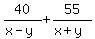 40%2F%28x-y%29+%2B+55%2F%28x%2By%29