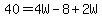 40=4W-8%2B2W