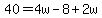 40=4w-8%2B2w