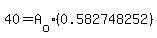 40+=+A%5Bo%5D%2A%280.582748252%29
