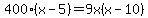 400%28x-5%29+=+9x%28x-10%29