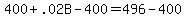 400%2B.02B-400=496-400