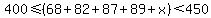400%3C=%2868%2B82%2B87%2B89%2Bx%29%3C450