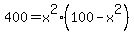 400+=+x%5E2%2A%28100-x%5E2%29
