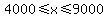 4000%3C=x%3C=9000