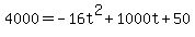 4000=-16t%5E2%2B1000t%2B50