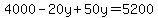 4000-20y%2B50y=5200