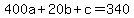 400a%2B20b%2Bc+=+340