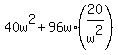 40w%5E2+%2B+96w%2A%2820%2Fw%5E2%29
