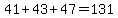 41%2B43%2B47=131
