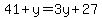 41%2By=3y%2B27