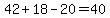 42%2B18-20=+40