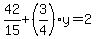 42%2F15%2B%283%2F4%29y=2