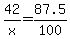 42%2Fx+=+87.5%2F100