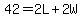 42=2L%2B2W