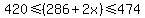 420%3C=%28286%2B2x%29%3C=474