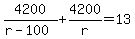 4200%2F%28r-100%29%2B4200%2Fr=13