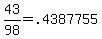 43%2F98=.4387755