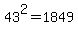 43%5E2+=+1849