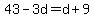 43-3d=d%2B9