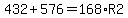 432%2B576=168%2AR2